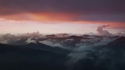 Mountains and Clouds at Sunrise or Sunset