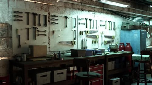 Assorted Tools in an Old Garage Workshop