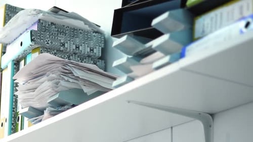 Files and Papers in the Office on a Shelf