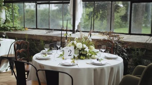 Elegant Table Setting for Wedding Reception in Garden Venue
