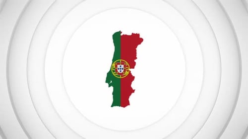 Animated Portugal Map Flag Reveal with Concentric Circles