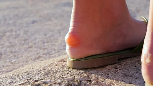 Blister on Heel of Foot Wearing Sandal