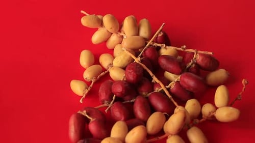 The date-palm fresh they are placed on the table with oil, health food concept., Date Palm. Raw Date