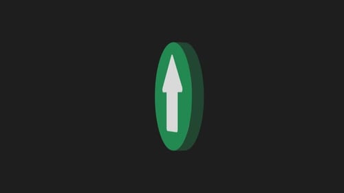 Modern 3D Rotating Green Up Arrow Icon Animation