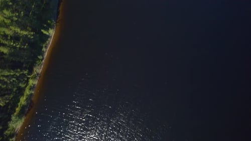 top down shot of a group of people out kayaking on a lake in the sun