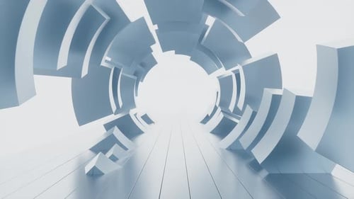 Abstrakter kreisförmiger Ringhintergrundtunnel, architektonischer Tunnel. 3D-Rendering.