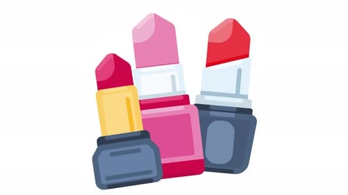 Bouncy Animated Lipsticks Icon in Flat Design Style