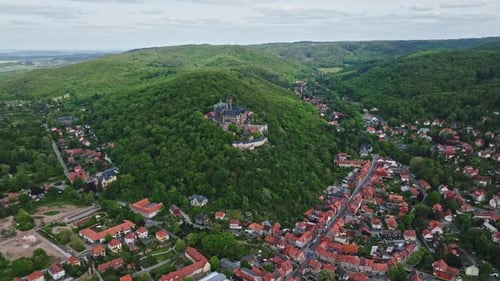 Aerial view of Wernigerode Castle , Germany