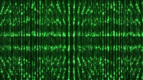 HD Green Matrix Style Digital Rain Falling Binary Code Background Loop