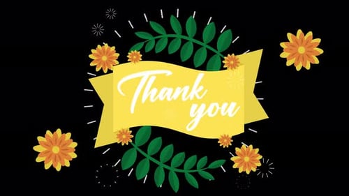 thank you sign, text on a sign that says thank you animation 4k on alpha channel