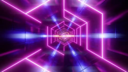 Energetic portal animation with vibrant neon glow and futuristic tunnel