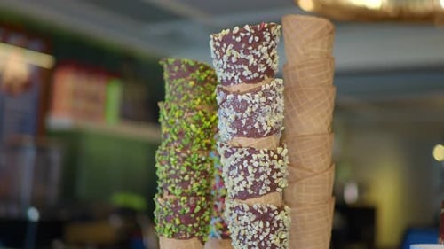 Stack of Waffle Con Displaying