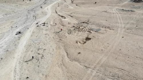 Aerial view of group cycler on mountains