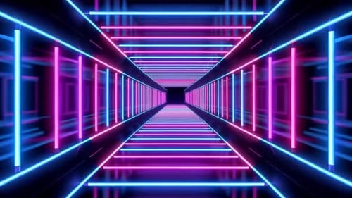 Abstract Neon Light Tunnel Loop Animation