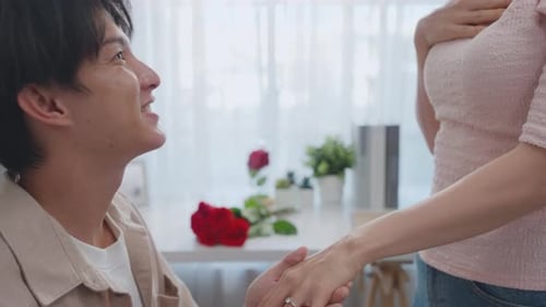 Joyful Marriage Proposal and Loving Embrace