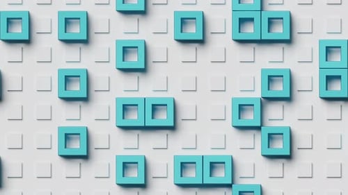 Blue cubes moving erratically across the floor. Loop animation