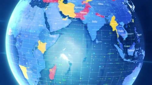 Futuristic Digital Globe Animation with Country Highlight