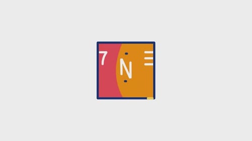 Flat Design Periodic Element Block with Animated N and 7