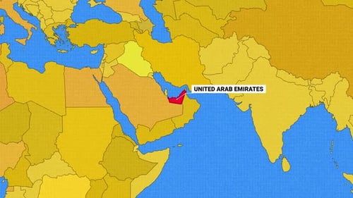 World Map Zoom and Highlight for United Arab Emirates