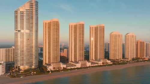 An Aerial View Capturing the Beauty of Sunny Isles Beach at Sunrise