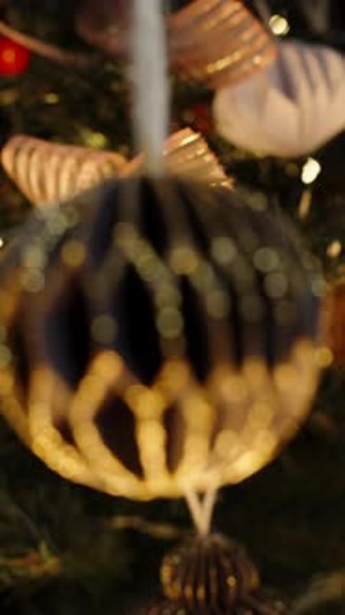 Hanging Elegant Ornament on Christmas Tree