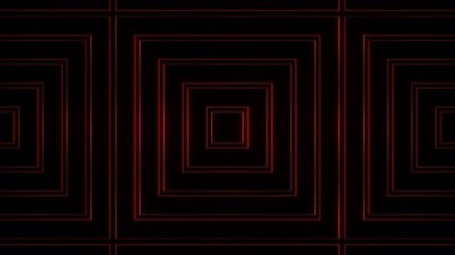 Red On Black Abstract Neon Glowing Big Square Type Patterns Background Vj Loop Animation In 4K