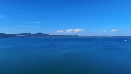 Camera panning showing lake balaton landscape
