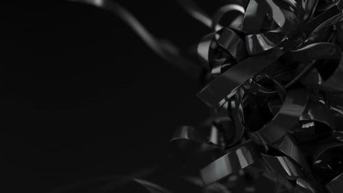 Abstract Black Ribbons Fluid Swirl Animation