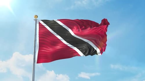 Realistic Flag Of Trinidad And Tobago