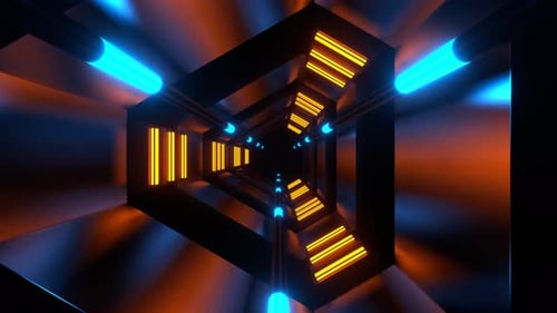 Orange And Blue Starship Energy Tunnel Background Vj Loop In 4K