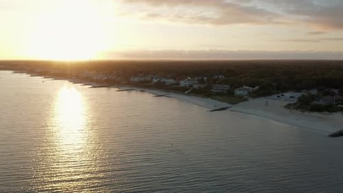 4K Drone Golden Hour Cape Cod Wide Shot