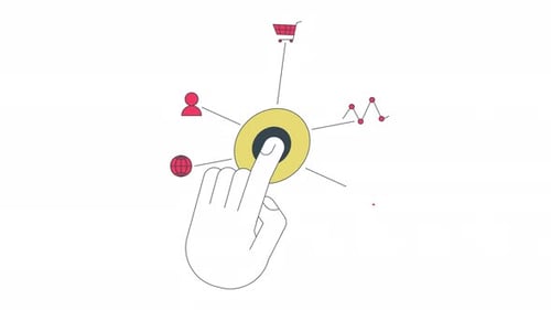 Using digital services with one touch line 2D character hand animation