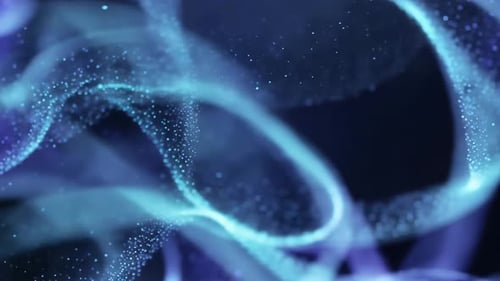 Glowing Blue Particle Waves Abstract Background