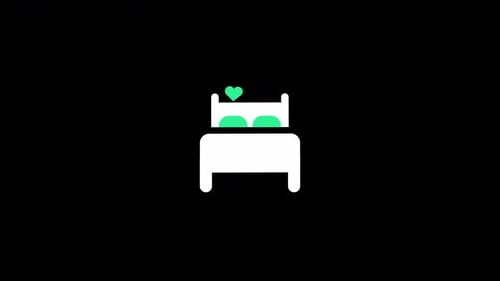 Flat Design Bed Icon with Pulsating Heart Animation