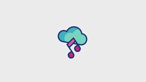 Animated Music Cloud Icon for Technology and Media