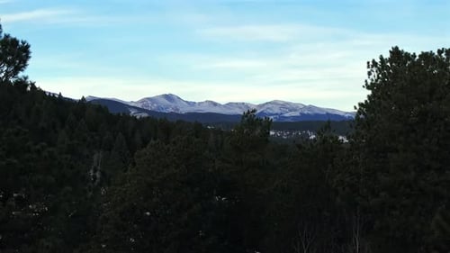 Morning sunrise Mount Blue Sky November December winter wonderland Christmas Evergreen Colorado aeri