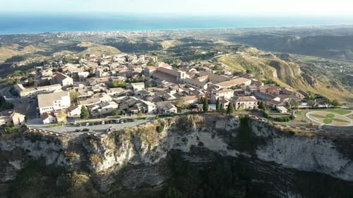 Aerial video of Italian Medieval village of Gerace, Calabria