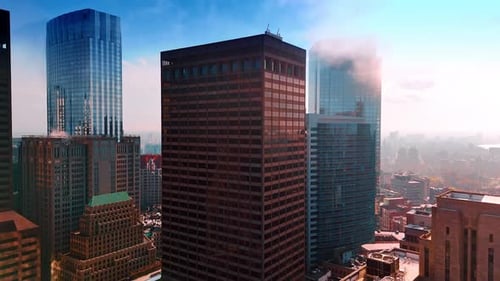 Rising to the top of the high-rise building in the financial center of Boston, Massachusetts, USA