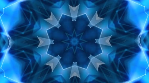 Abstract Geometric Blue Glowing Kaleidoscope Background Loop