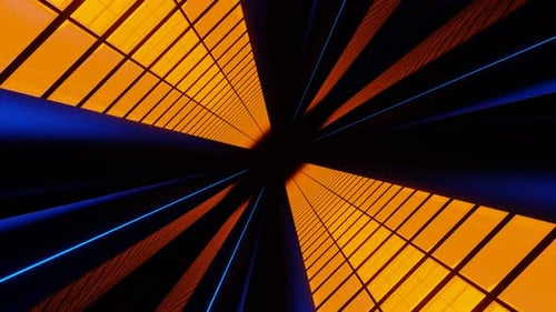 Orange And Blue Side Cylinders Tunnel Background Vj Loop In 4K