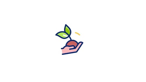 Animated Flat Design Hand Holding Sprout Icon