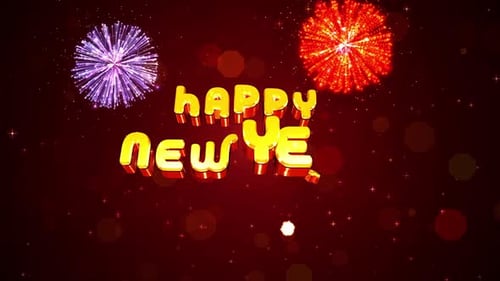3D Countdown with Happy New year Wish Red