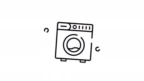 Washing Machine Appliance Outline Icon Animation