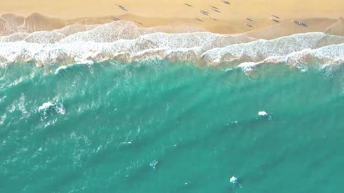 Summer seascape beautiful waves, blue sea water in sunny day. Esquinzo beach, Spain, Canary Island T