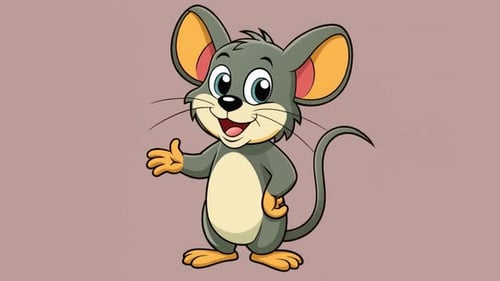 Smiling Cartoon Mouse Character Waving Animation