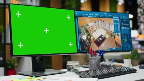 Computer Monitors with Chroma Key and Interior Design