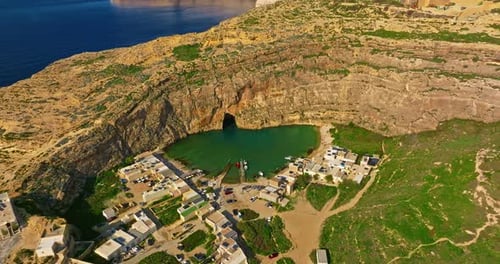 Aerial View of Blue Hole on Gozo Island Malta
