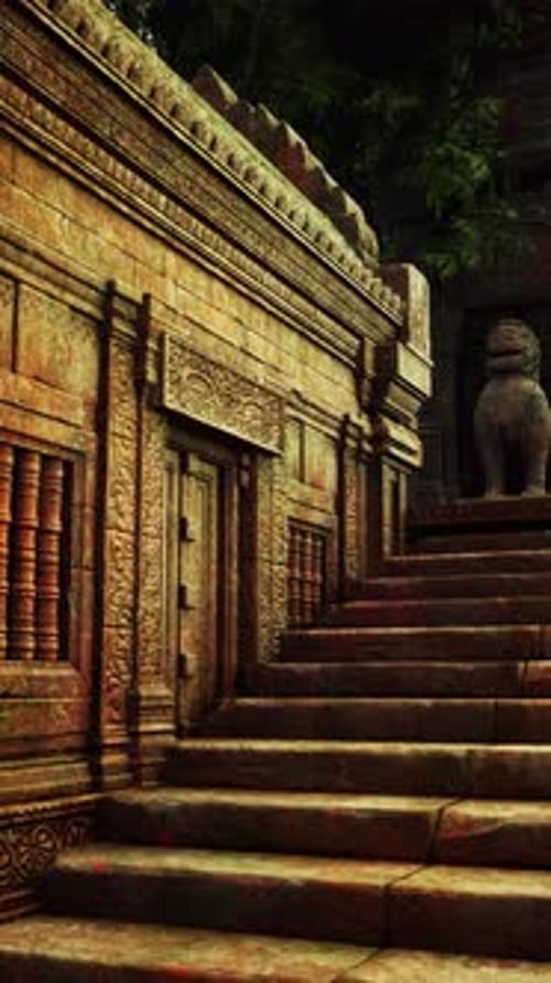 Ancien temple au milieu de la jungle cambodgienne au crépuscule