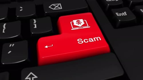 Scam Round Motion On Computer Keyboard Button