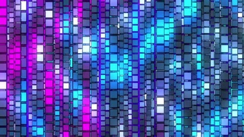 Falling Glowing Neon Digital Squares Loop